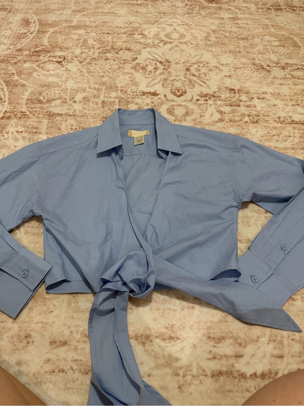 Altar'd State Light Blue Tie-Front Button Down Shirt